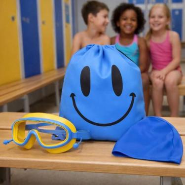 Imagem de Kit máscara de natação criança mesaio+touca tecido+mochila f, Azul