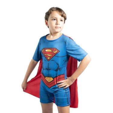 Imagem de Fantasia Infantil Super Magia Superman Azul - Nova Brink, G, Azul