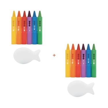 Imagem de Kit c/02 giz de colorir no banho risque e apague com esponja buba