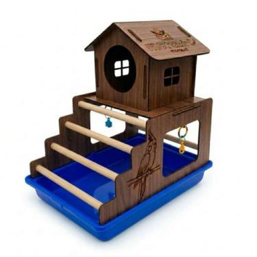 Imagem de Playground Calopsita Bandeja Higiênica Mansão Play Morapet Cor:Azul - 