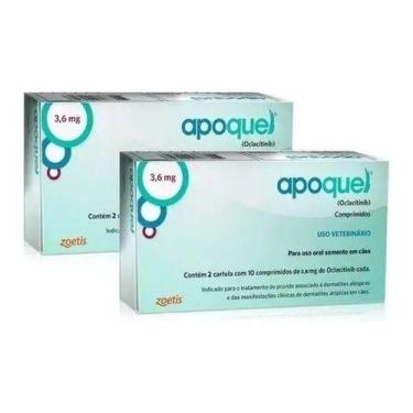Imagem de 2 Apoquel 3,6 Mg Dermatológico Anti Coceira Cães Cão 20 Comp