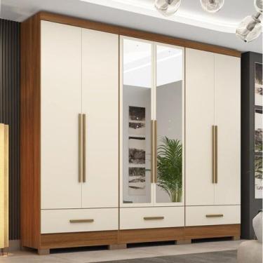 Imagem de Quarto Modulado 100% MDF 3 Peças 6 Portas 3 Gavetas com Espelhos Smart