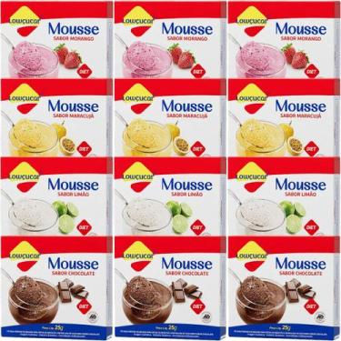 Imagem de Kit com 12 Unidades de Mousse Lowçucar Zero Açúcares Sabores Variados 