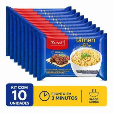 Imagem de Kit 10 unidades Macarrão Instantâneo Lámen Parati Carne 70g