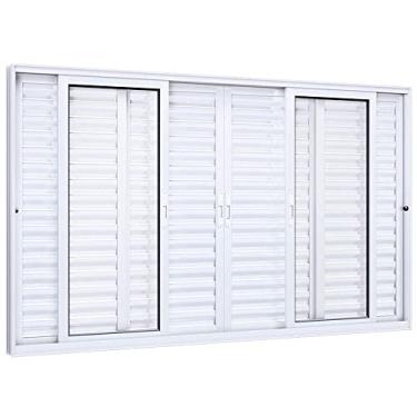 Imagem de Janela Veneziana Alumínio de Correr Central 4 Folhas Móveis 2 Fixas Lucasa Eccellente 120cmx200cm Branco