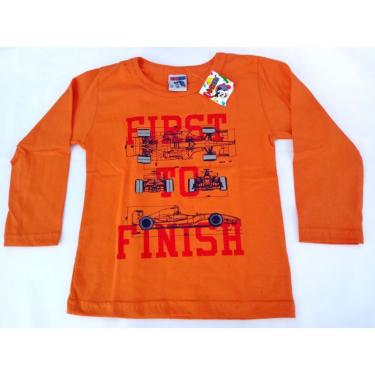 Imagem de Camiseta manga longa laranja menino infantil algodão ferrari