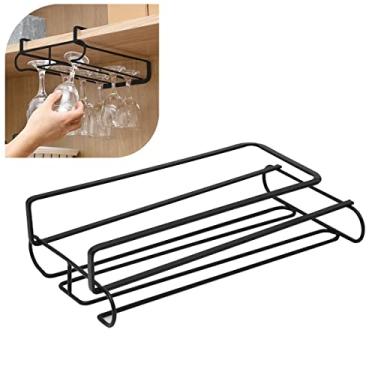 Imagem de Suporte de Metal para Taças encaixe armário prateleira preto
