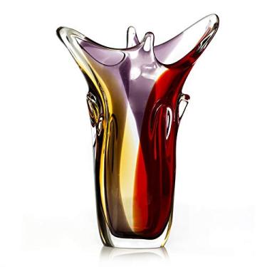 Imagem de Vaso Em Cristal Murano Vermelho E Âmbar - São Marcos 45cm