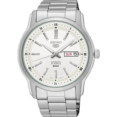 Imagem de Relógio Seiko 5 SNKP09 Masculino Aço Inoxidável Branco 50M WR Dia Data Relógio Automático
