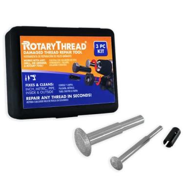 Imagem de Kit de 3 peças para iniciantes com arquivo rotativo RTK1.1; Chase, Restore, Reparo e Limpeza: Roscas masculinas, femininas, metálicas e tubulares.