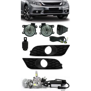Imagem de Kit Farol de Milha Neblina Honda New Civic 2015 2016 + Kit Lâmpada Super LED 6000K