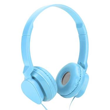 Imagem de Entatial Fones de ouvido com som estéreo, fones de ouvido sobre a orelha, fone de ouvido com fio, para celular (azul)