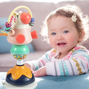 Imagem de Brinquedo de chocalhos de bebê GKP, brinquedos de cadeira alta infantil com ventosa, agarrar e girar, desenvolvimento sensorial, brinquedos de bandeja para crianças presentes para 6 12 18 24 meses, 1,