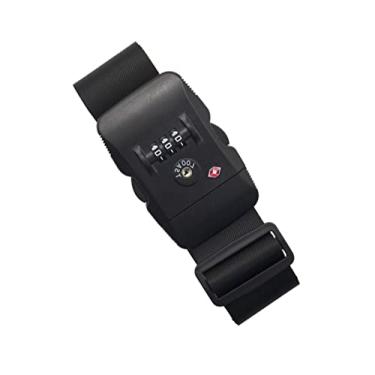 Imagem de Tiras de bagagem para serviço pesado aprovadas pela TSA com combinação de cadeado ajustável cinto de viagem para malas (preto)