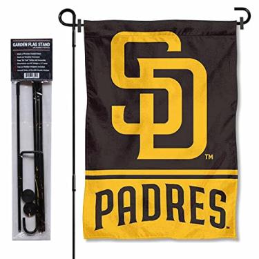 Imagem de WinCraft San Diego Padres novo logotipo bandeira de jardim e suporte de mastro