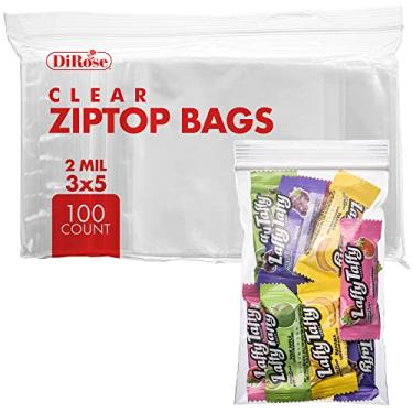 Imagem de Bolsas de plástico transparente com zíper – da DiRose | recarregáveis, fortes, grossas, resistentes, seguras para alimentos | para organização, viagem, envio, embalagem e armazenamento | Volume | tamanhos pequenos, médios e grandes., 100 Pack, 3X5