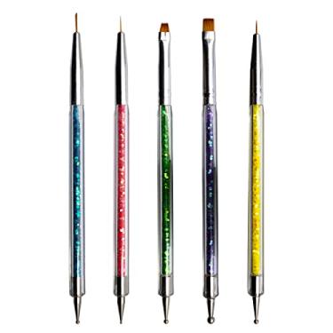 Imagem de Kit com 5 Pincéis e Boleadores Unhas para Decoração Nail Art Desenho, Manicure Pedicure