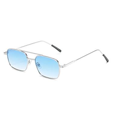 Imagem de Óculos de Sol Masculino Feminino Retro SteamPunk Estilo Armação de Metal Lente Colorida Óculos de Sol Moda Óculos Gafas Sol Mujer Uv400, C8 Azul, Tamanho Único