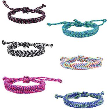 Imagem de FROG SAC Conjunto de 6 pulseiras de amizade de paraquedas para meninos, conjunto de pulseiras trançadas com cordão de paraquedas, joias trançadas, enchimentos de cesta de Páscoa para adolescentes