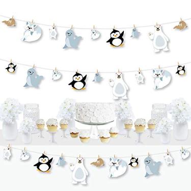 Imagem de Big Dot of Happiness Arctic Polar Animals - Decorações para chá de bebê ou festa de aniversário faça você mesmo - Bandeira de guirlanda de tecido - 44 peças