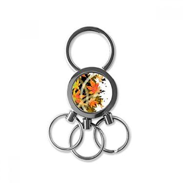 Imagem de Chaveiro de metal de aço inoxidável com padrão de flores de geometria de bordo chaveiro de carro clipe para presente, Multicolorido.