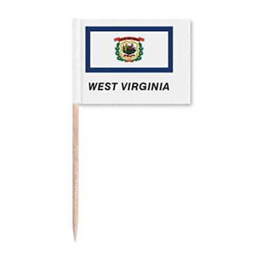 Imagem de Bandeira do Estado Americano Contorno West Virginia Palito Bandeiras Marcador Topper Decoração de Festa