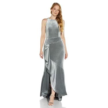 Imagem de Adrianna Papell Vestido cascata de veludo feminino, Prata, 42