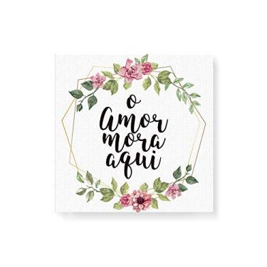 Imagem de Arte Maníacos Quadro Decorativo em Tela Canvas Guirlanda O Amor Mora Aqui - 50x50cm