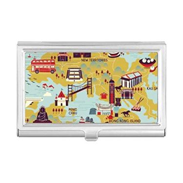 Imagem de Caixa de bolso com porta-cartões de visita com mapa de Hong Kong Sightseeing China