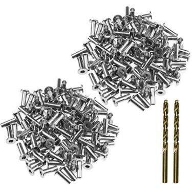 Imagem de Mangas protetoras para trilho de cabo de arame de 1/8", postes de madeira, balastro faça-você-mesmo - aço inoxidável T316 Grau marítimo