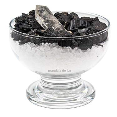 Imagem de Taça da Proteção de Turmalina Negra, Cristal e Sal Grosso 7cm