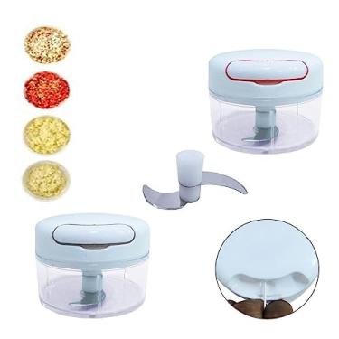 Imagem de Mini Multiprocessador Triturador Manual 2 Lâminas Inox Alho