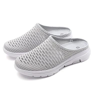Imagem de Dressnu Pacote cabeça air pad sandálias femininas primavera e verão fora da parte inferior grossa sem salto moda tamanho grande, Cinza, 5
