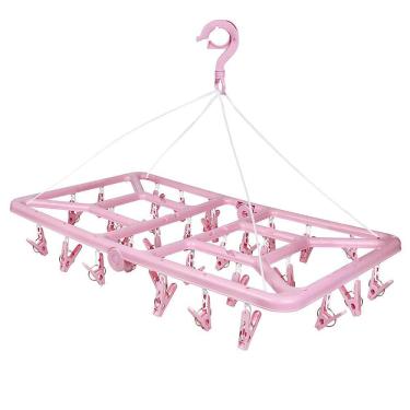 Imagem de Mini-varal Retangular Dobrável 32 Prendedores - Rosa