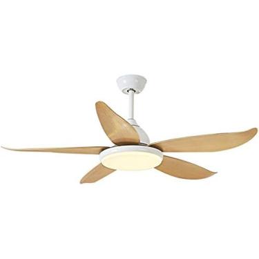 Imagem de Ventilador Lustre De 48 Polegadas Com Controle Remoto E Controle De Parede, 5 Lâminas De Madeira, Moderno E Simples, Reversível,Branco,Striking44