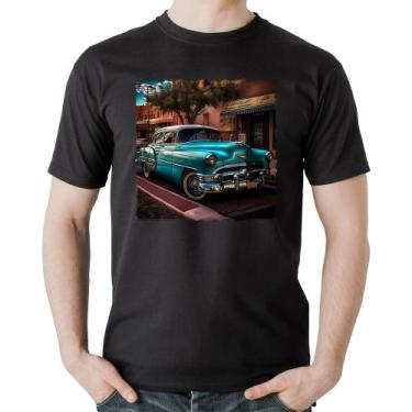 Imagem de Camiseta Algodão Carro Clássico Azul - Foca Na Moda