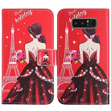 Imagem de TienJueShi Dream Girl Capa protetora de couro flip estilo livro TPU silicone Etui carteira para Samsung Galaxy Note 8 N950F 6,3 polegadas