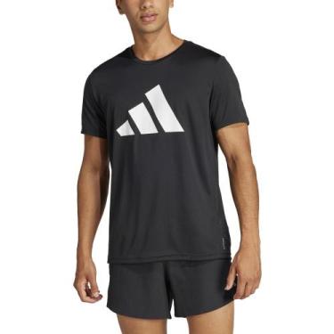 Imagem de Camiseta Adidas Run It Tee Cor: Preto E Branco - Tamanho: Gg