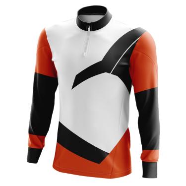 Imagem de Camiseta Personalizada Motocross (51)- Motocross, Textura Laranja, Branco, Preto e Formas