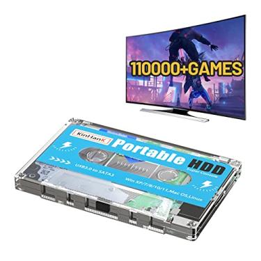 Imagem de Kinhank Drive de jogo portátil HDD 500G integrado com mais de 110.000 jogos, sistema de jogos Batocera 33 compatível com mais de 90 emuladores, Plug and Play, USB 3.0, suporte para Windows/laptop/PC