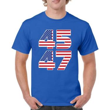 Imagem de Camiseta masculina Donald J Trump 45 47 My President MAGA First Make America Great Again Republican Deplorable FJB, Azul, 5G