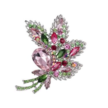 Imagem de Broche de flor de strass broche de flor de cristal colorido grande buquê broche broche bola de casamento broche de festa de aniversário roupas elegantes chapéu bolsa acessórios joias para mulheres