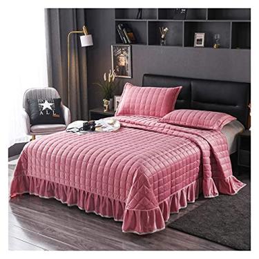 Imagem de Jogo de cama de 3 peças, multifuncional, acolchoado, cama de casal queen, super king, flanela/cobertor de cama com 2 fronhas – macio 100% (A 245 x 250 cm)
