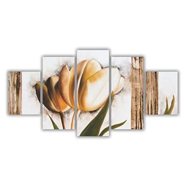 Imagem de Quadros Decorativos Mosaico MDF Floral Flores Tulipas em Sépia 115x60cm