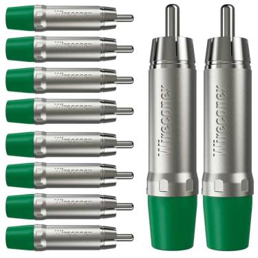 Imagem de Plug Rca Macho Nickel Plt Wc 1212 Ml Gr Ni Verde Wireconex 10 Unidades [F108]