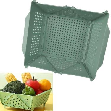 Imagem de Cesta Secar Frutas Verduras Vegetais Escoa Alimentos Cozinha Drenagem Lava Seca Porta Objeto Organizador Casa Fruteira