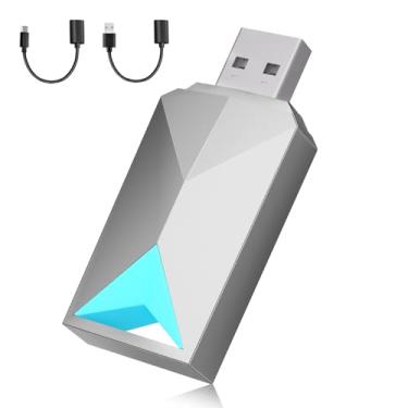 Imagem de VCARLINKPLAY Adaptador CarPlay sem fio/Android Auto, 2 em 1 com fio para dongle Carplay sem fio, adequado para CarPlay com fio de fábrica/Android Auto Cars 2016+, WiFi de 5 GHz, atualização online