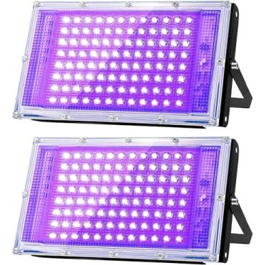 Imagem de Glostars Lâmpada LED preta UV de 100 W, holofote de luz preta, IP66 à prova d'água, luz...