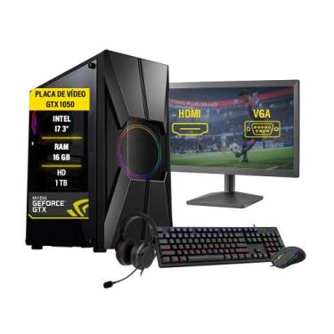 Imagem de Pc Gamer Completo i7 Gtx 1050 Memória 16Gb Hd1Tb Ssd120Gb Fonte 500W -