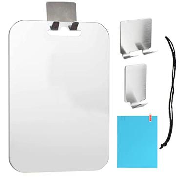 Imagem de Espelho de Chuveiro, Espelho de Chuveiro à Prova de Neblina Espelho de Barbear Espelho de Chuveiro Sem Neblina para Barbear Acessórios de Chuveiro Com Suporte de Navalha de Aço